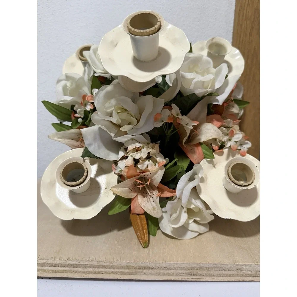 Vintage Candle Holder With Flowers